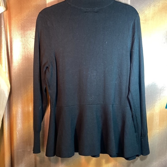 Black Thalia Sodi sweater with keyhole neck and peplum waist. 42” chest. 123 - Picture 5 of 6
